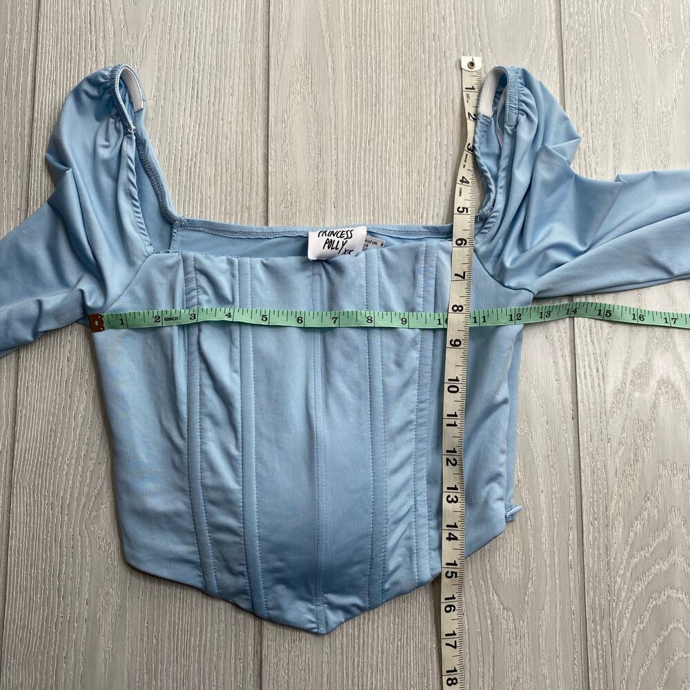 Princess Polly Women's Light Blue Long Sleeve Corset Top Size 4 - Picture 6 of 8